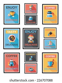 Coffee poster flat banner design flat background set, eps10
