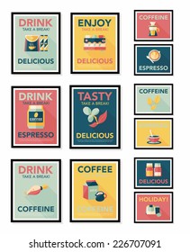 Coffee poster flat banner design flat background set, eps10