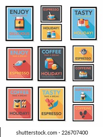 Coffee poster flat banner design flat background set, eps10