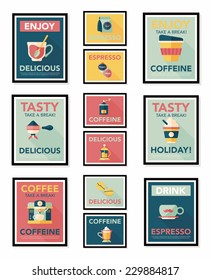 Coffee poster flat banner design flat background set, eps10