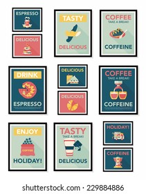Coffee poster flat banner design flat background set, eps10