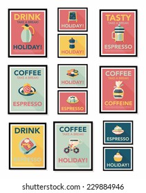 Coffee poster flat banner design flat background set, eps10