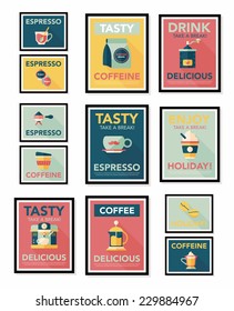 Coffee poster flat banner design flat background set, eps10