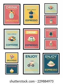 Coffee poster flat banner design flat background set, eps10