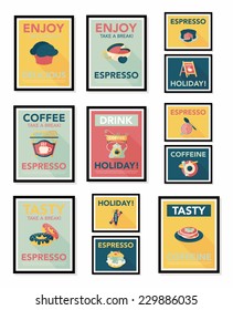 Coffee poster flat banner design flat background set, eps10
