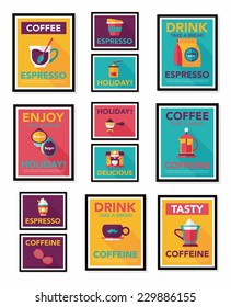 Coffee poster flat banner design flat background set, eps10