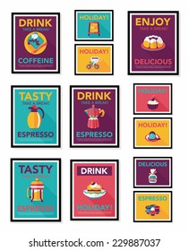 Coffee poster flat banner design flat background set, eps10