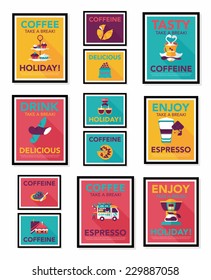 Coffee poster flat banner design flat background set, eps10