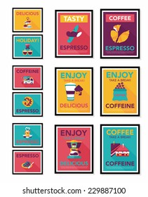 Coffee poster flat banner design flat background set, eps10
