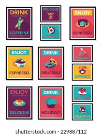 Coffee poster flat banner design flat background set, eps10