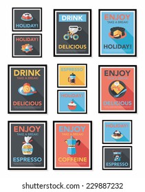 Coffee poster flat banner design flat background set, eps10