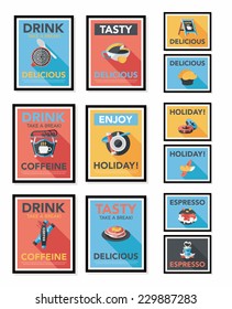 Coffee poster flat banner design flat background set, eps10
