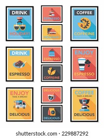 Coffee poster flat banner design flat background set, eps10