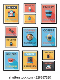 Coffee poster flat banner design flat background set, eps10