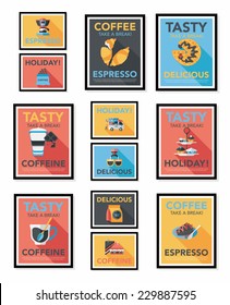 Coffee poster flat banner design flat background set, eps10