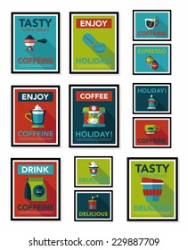 Coffee poster flat banner design flat background set, eps10