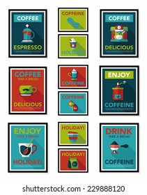 Coffee poster flat banner design flat background set, eps10