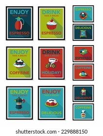 Coffee poster flat banner design flat background set, eps10