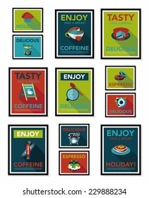 Coffee poster flat banner design flat background set, eps10