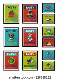 Coffee poster flat banner design flat background set, eps10
