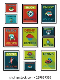 Coffee poster flat banner design flat background set, eps10