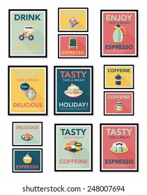 Coffee poster flat banner design flat background set, eps10