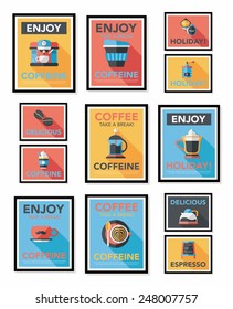 Coffee poster flat banner design flat background set, eps10