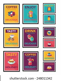 Coffee poster flat banner design flat background set, eps10