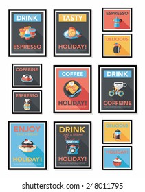 Coffee poster flat banner design flat background set, eps10