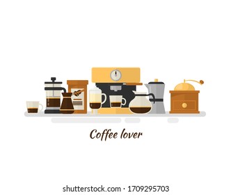 Coffee poster. Coffee flat illustration. Vector.