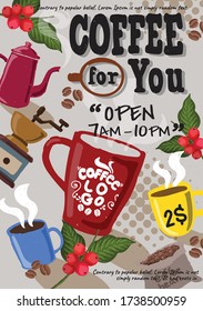 diseño de ilustración vectorial de pancartas de café y volante