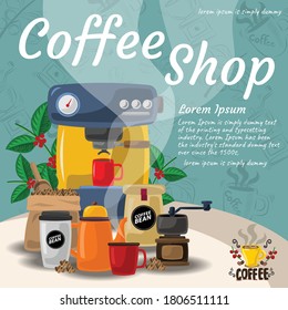 coffee poster and flyer banner  vector illustration design