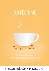 Coffee poster in paper cut style. Vector illustration design for advertising, banner, brochure, flyer.