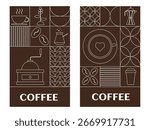 Coffee Poster Set with Line Art Icons and Typography