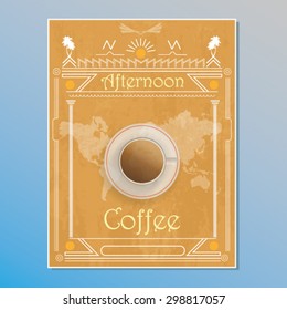 coffee poster Vector Flyer Vintage card. Template illustration