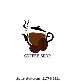 coffee pot with coffee bean logo,icon,illustration . vektor . for brand of coffeen shop