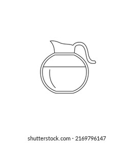 Coffee pot black line icon in flat style. Vector sign