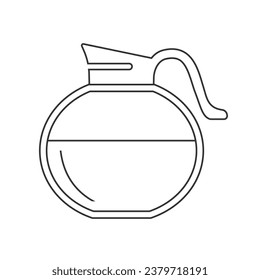 Coffee pot black line icon in flat style. Vector