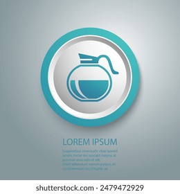 Coffee pot blue icon in flat style. Vector