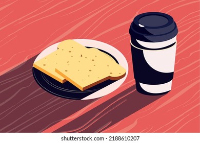 coffee pot with bread scene