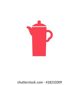 Coffee pot, computer colored icon, web button business badge or label as sticker on white background