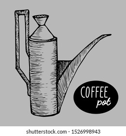 Coffee pot contour vector illustration hand drawing.
