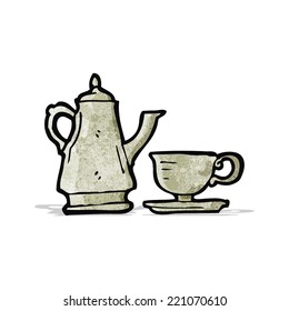 dibujos animados de cafetera y taza