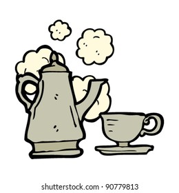coffee pot and cup cartoon