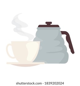 coffee pot and cup design of drink caffeine breakfast and beverage theme Vector illustration