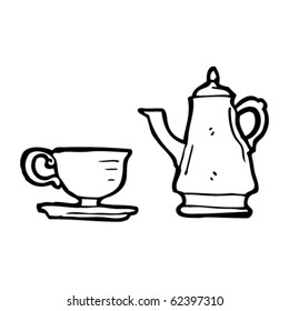 dibujo de cafetera y taza