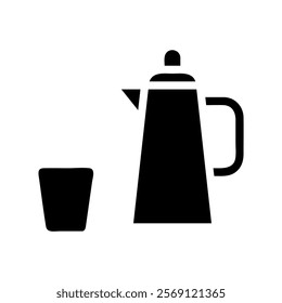 Coffee pot and cup icon. Concept of breakfast, morning, and break time.