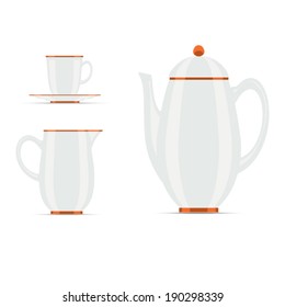 coffee pot cup and milk jug stock vector
