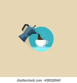Coffee pot cup pouring