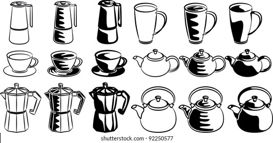 coffee pot and cup set